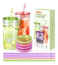Comprar Tapas Para Tarros Aieve Mason Con Pajitas, Juego De 6 Tarros