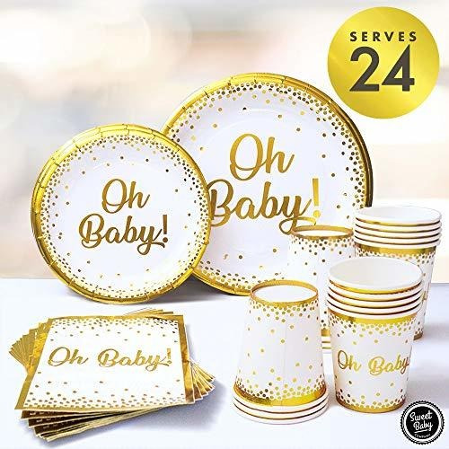 Sweet Baby Co Oh Baby Shower, Platos Y Servilletas Neutrales