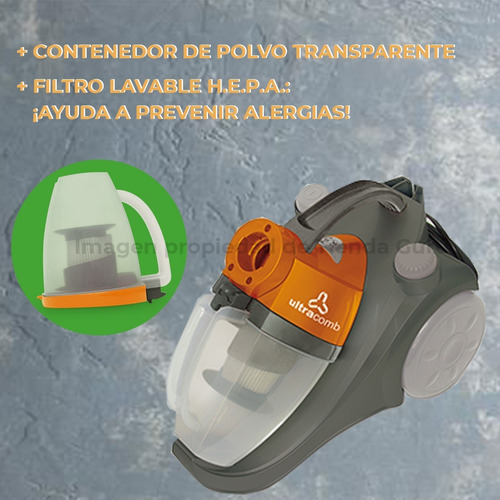 Imagen 4 de 9 de Aspiradora Ultracomb 1600w S/bolsa Filtro Hepa 1.5lts As4220