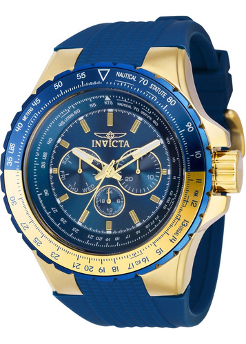 Reloj Invicta Aviator Hombre Dorado Azul Silicona 39309 Azul Dorado Azul (Reacondicionado)
