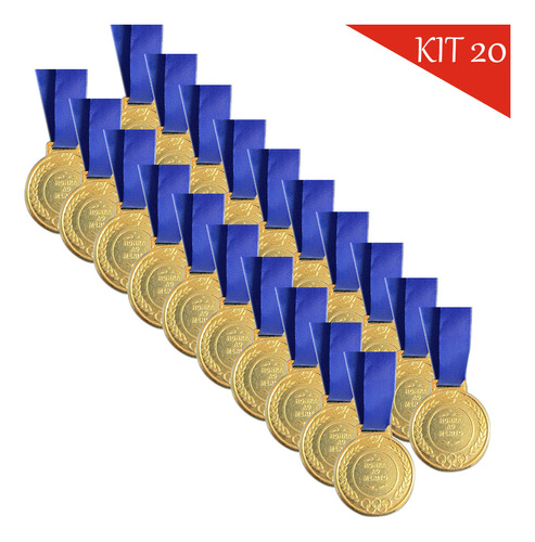 Kit Com 20 Medalhas Ouro Prata Bronze Honra Ao Mérito 290mm