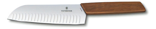 Cuchillo Santoku Swiss Modern De Madera. 17cm. Victorinox Color Marrón
