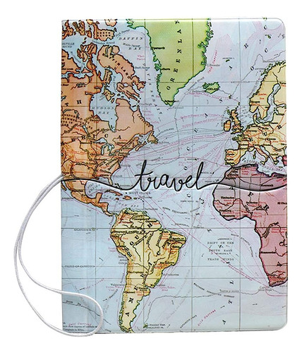 Belsmi Passport Holder World Map Leather Cover (mapa Del Mun