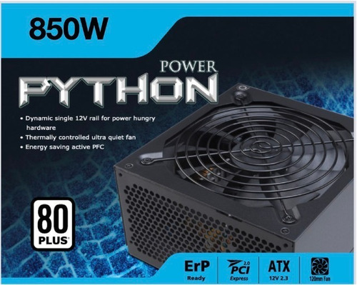 Fonte Real 850w Akasa Python Pfc Ativo 80 Plus