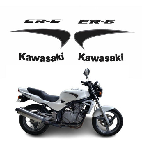 Kit Adesivos Para Kawasaki Er-5n 15667 Cor PRETO/CINZA