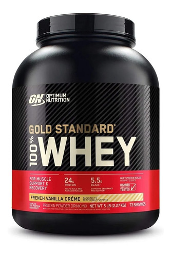 Suplemento en polvo Optimum Nutrition  Proteína Gold Standard 100% Whey proteína sabor french vanilla crème en pote de 2.27kg