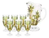 Comprar Jogo De Taças E Jarra Cristal Wolff  Palm Tree Hanpaint 