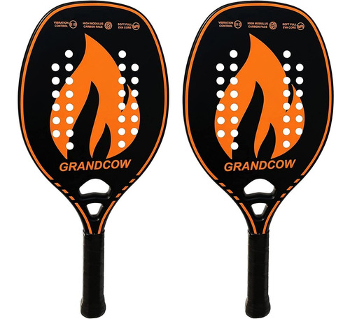 Raquetas Padel Tenis Playa Grandcow Flame Fibra De Carbono 