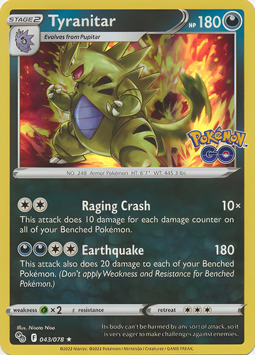 Pokemon Go Tcg Carta Tyranitar - 043/078 - Holo Rara