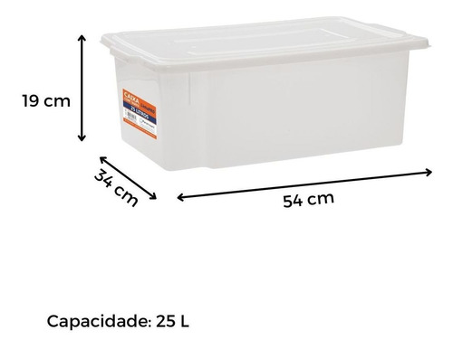 Kit 4 Bandeja Plastica Camara Fria Açougue Com Tampa 25 Lts Cor Transparente