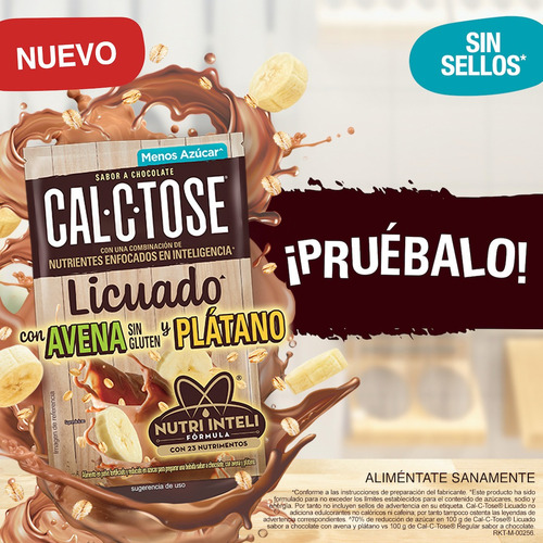 Calctose En Polvo Menos Azúcar Chocolate, Avena Y Plátano