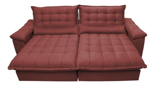 Sofá Retrátil e Reclinável 2,52m com Molas Ensacadas Cama inBox Aconchego Tecido Suede Vermelho