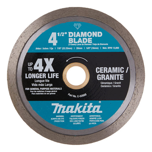 Makita E- Hoja De Diamante De 4-1/2, Borde Continuo, Uso Ge.