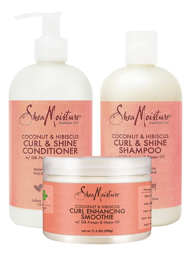 Shea Moisture Kit Coconut Hibiscus Rizos + Brillo