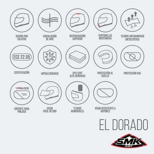 Casco Integral Moto El Dorado Ranko Visor Simple Color Gris mate Tamaño del casco S