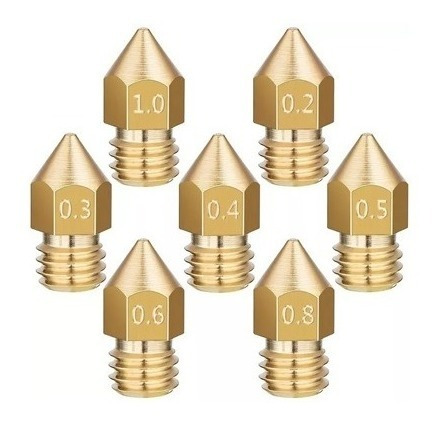 Imagem 2 de 5 de Kit 5x Bico Nozzle Mk8 Impressora 3d Ender - Varios Tamanhos