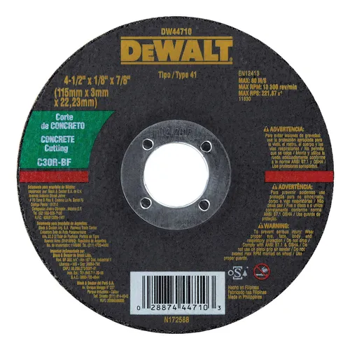 Disco Corte De Concreto 4-1/2 X 1/8 Dewalt Dw44710