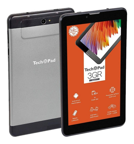 Tablet Tech Pad 7  3gr 1gb 16gb Memoria Dual Sim (Reacondicionado)