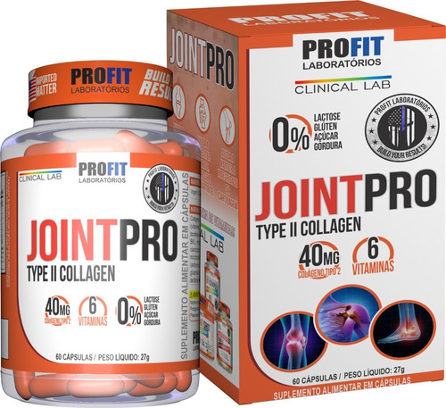 Joint Pro Colágeno Tipo 2 Com Vitamina C - 60caps - Profit Sabor Without flavor
