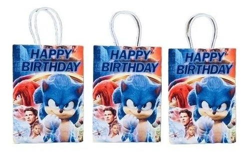 Bolsa De Papel Kraft Para Dulces Sonic, Pack De 12 Bolsas N3