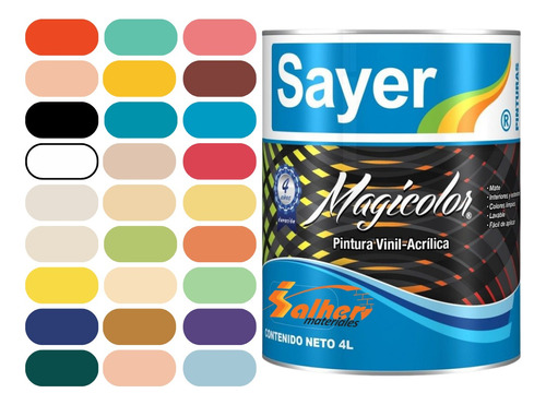 Pintura Vinilica Acrilica Lavable Sayer Magicolor 4 Lt 