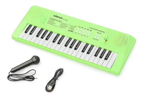 Imagem 1 de 3 de Teclado Infantil Standard 37 Teclas Usb Verde C/ Microfone