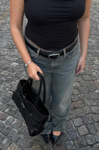 Cartera De Cuero Vacuno / Facultad Trabajo Birkin Negro Lisa Níquel Negro