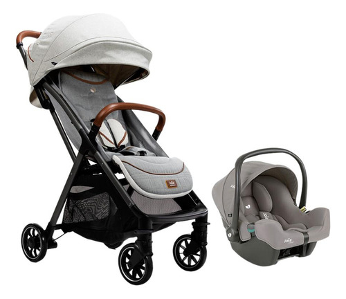 Combo Parcel Carrinho Bebê + Bebê Conforto Joie- Kit Passeio Cor Cinza Oyster