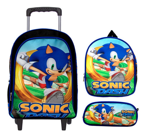 Kit de mochila escolar infantil con ruedas Blue Sonic