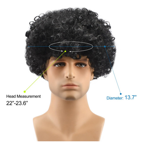 Peluca Horme, Unisex, Corta, Esponjosa, Afro Rizada, Para Di