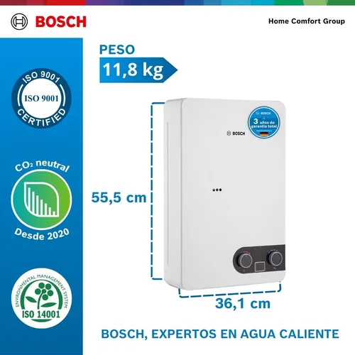 Calentador Bosch 10lt Gas Propano Tiro Forzado Therm 1400f