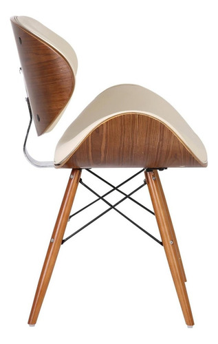 Silla Eames Premium Madera Y Cuero Anatomica Oficina Comedor Asiento Blanco
