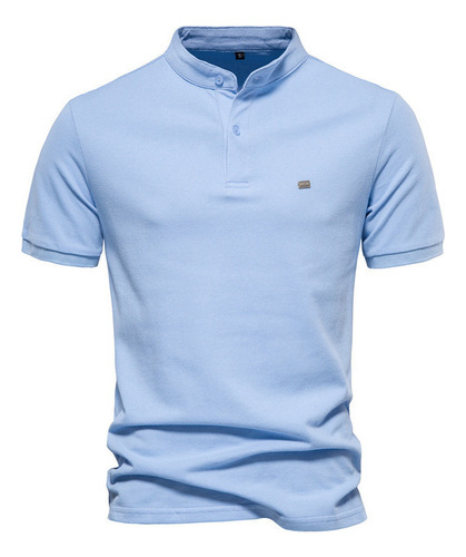 Camisa Polo De Algodón Con Cuello Alto Para Hombre, Manga Co