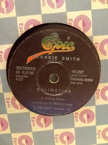 Vinilo En 7 Pulgadas Frankie Smith - Autobús Holandés (Usado)