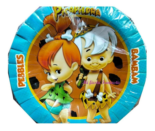 Picapiedras Bam Bam Pebbles Paq 30 Platos Pasteleros 18 Cms