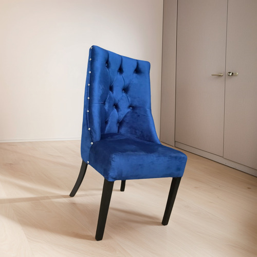 Silla Para Comedor Modelo Sofia Lisa Nogal Natural Chcolate Azul