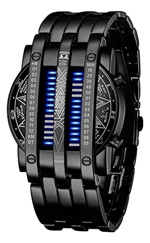 Reloj Led Azul Binary Matrix Para Hombre Classic Creative Fa