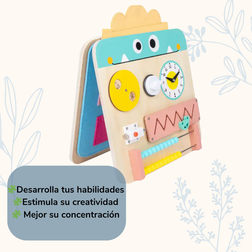 Tablero Sensorial Para Niños Pequeños Montessori Mounstro Li Muticolor