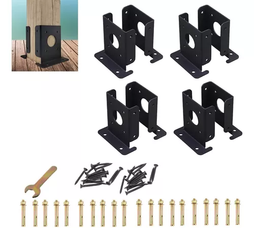 Kits de soporte de anclaje de 4 postes para valla de madera, soporte de  Base de anclaje para barandilla de porche, pasamanos y Marco de poste,  poste de buzón