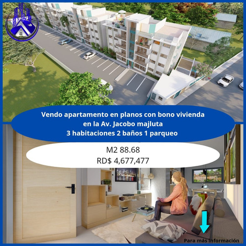 Vendo Apartamentos En Plano Con Bono Vivienda En La Av. Jacobo Majluta, Santo Domingo Norte, República Dominicana