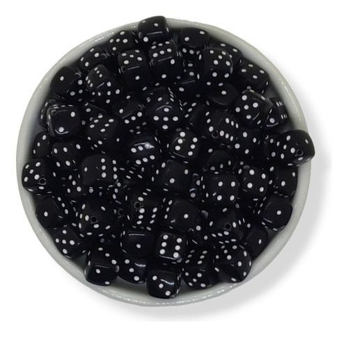 Dijes Dados Negros 8mm 50gr 110u Armar Bijou