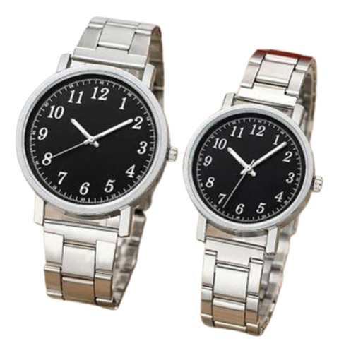 2x1 Duo Reloj Clasico Elegante Parejas Novios Metal D001  