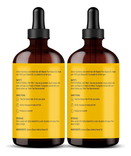 Aceite De Batana Botanic Hearth Crudo, 118 Ml, Para El Creci