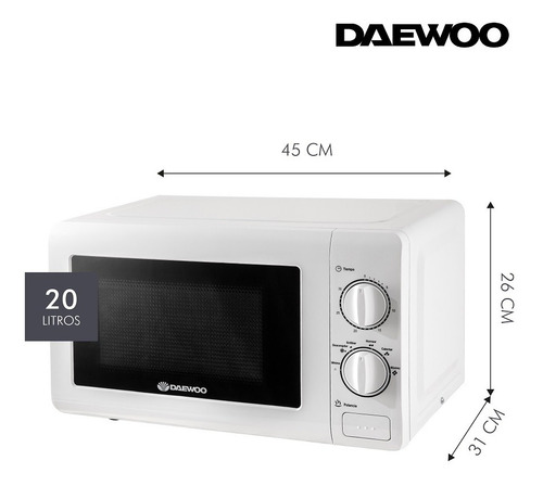 Microondas Daewoo D120M - Blanco 20lts - 220V