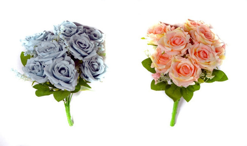 Flor Artificial Ramo Rosas Planta Decorativas M1 - Sheshu Color Azul