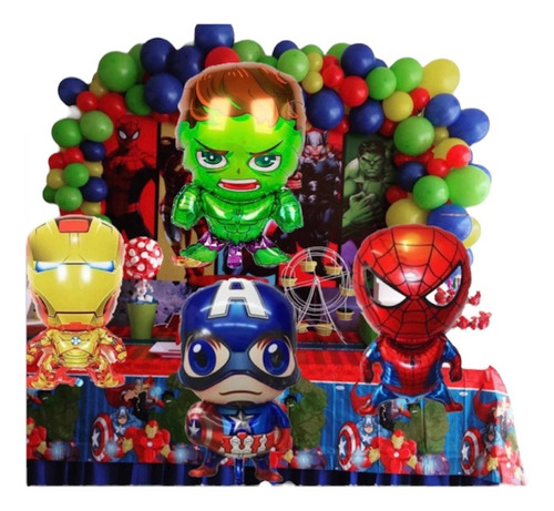 Pack 134 Globos Avenger Incluye Muñecos 70 Cm Y Cinta