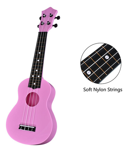 Ukelele Soprano 21 Pulgadas Rosa Para Niños Principiantes