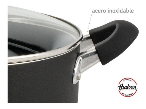 Cacerola Olla Teflon Antiadherente 24 Cm Hudson Tapa Vidrio