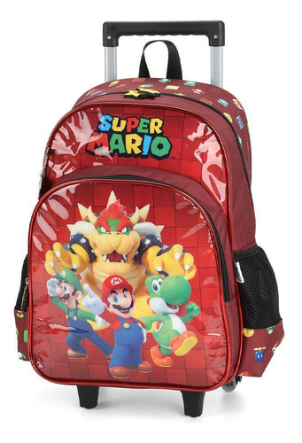 Mochila Rodinhas Super Mario Bowser Vermelho Luxcel