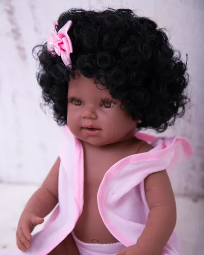 Bebê Reborn Realista Negra 100% Silicone + 22 Itens Bolsa